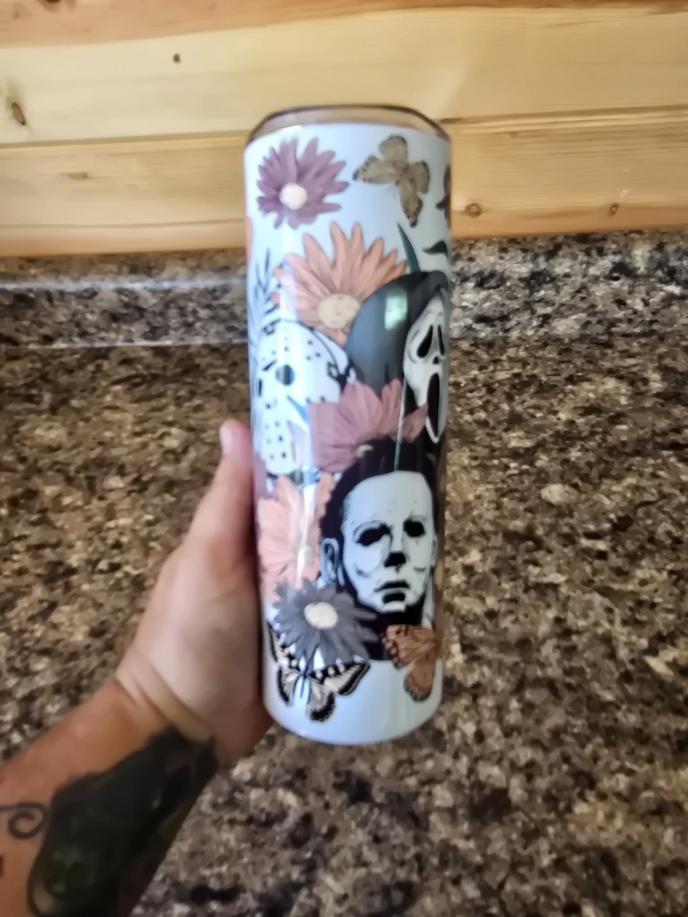 Scary Movie with Flowers 20 oz Tumbler